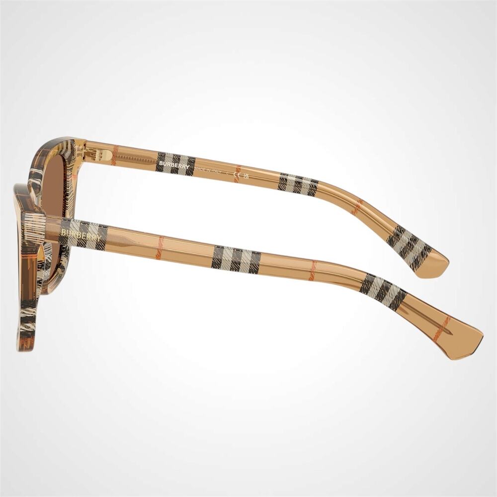 New Burberry Sunglasses Brown Check Sand Brown Lens Classic 54-18-140 BURBERRY - Picture 3 of 7